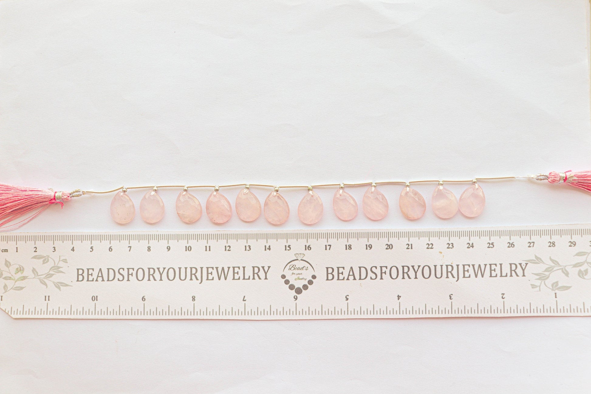 10 Pcs Rose Quartz Pear Shape Rose Cut Beads | 12x16mm | 8 inch | Front Drill | Natural Gemstone for Jewelry | Beadsforyourjewellery Beadsforyourjewelry