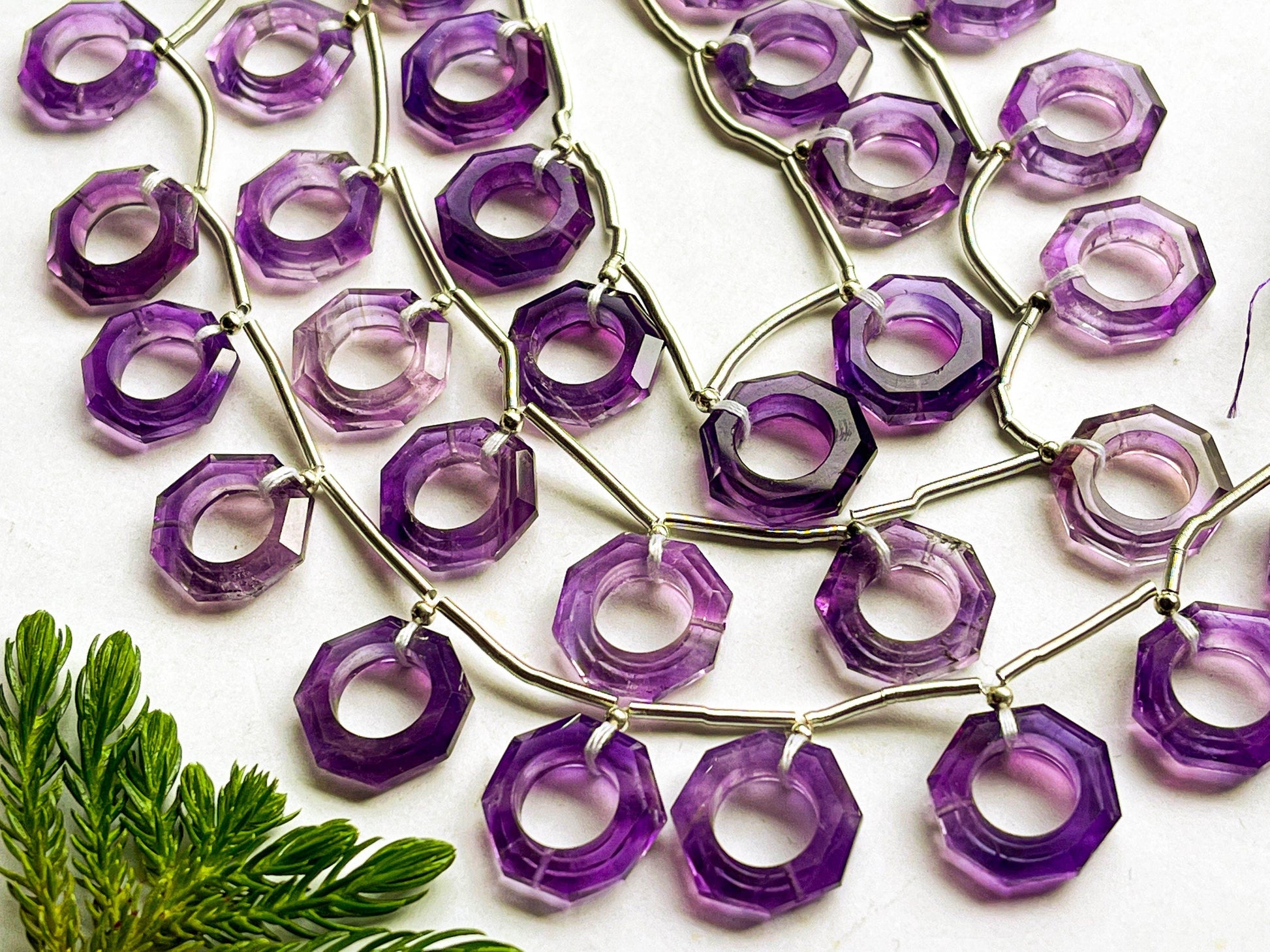 10 Pieces AMETHYST Octagon Shape Faceted Hoop Beads, Natural Amethyst Gemstone Beads, Amethyst Hoop Beads, Rare Gemstone Beads Beadsforyourjewelry