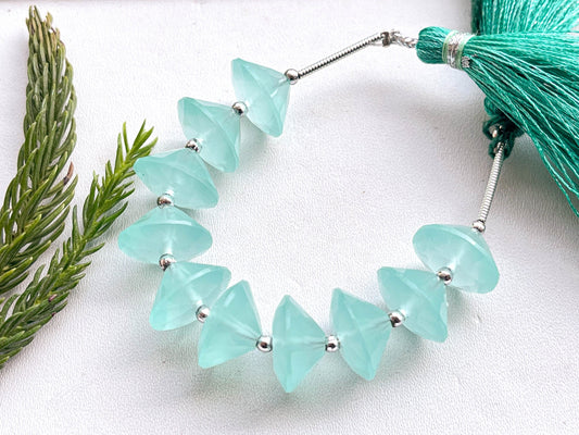 10 Pieces Aqua Blue Onyx Bi-cone Beads Beadsforyourjewelry