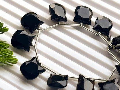 10 Pieces Black Onyx Cat Shape Cut Stone Beads Beadsforyourjewelry