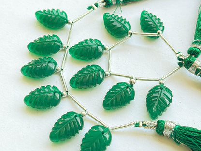 10 Pieces Green Onyx Leaf carved Beads Beadsforyourjewelry