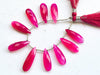 10 Pieces Hot Pink Chalcedony Pear Shape Faceted Briolette Beads, 8x22-9x25mm Beadsforyourjewelry