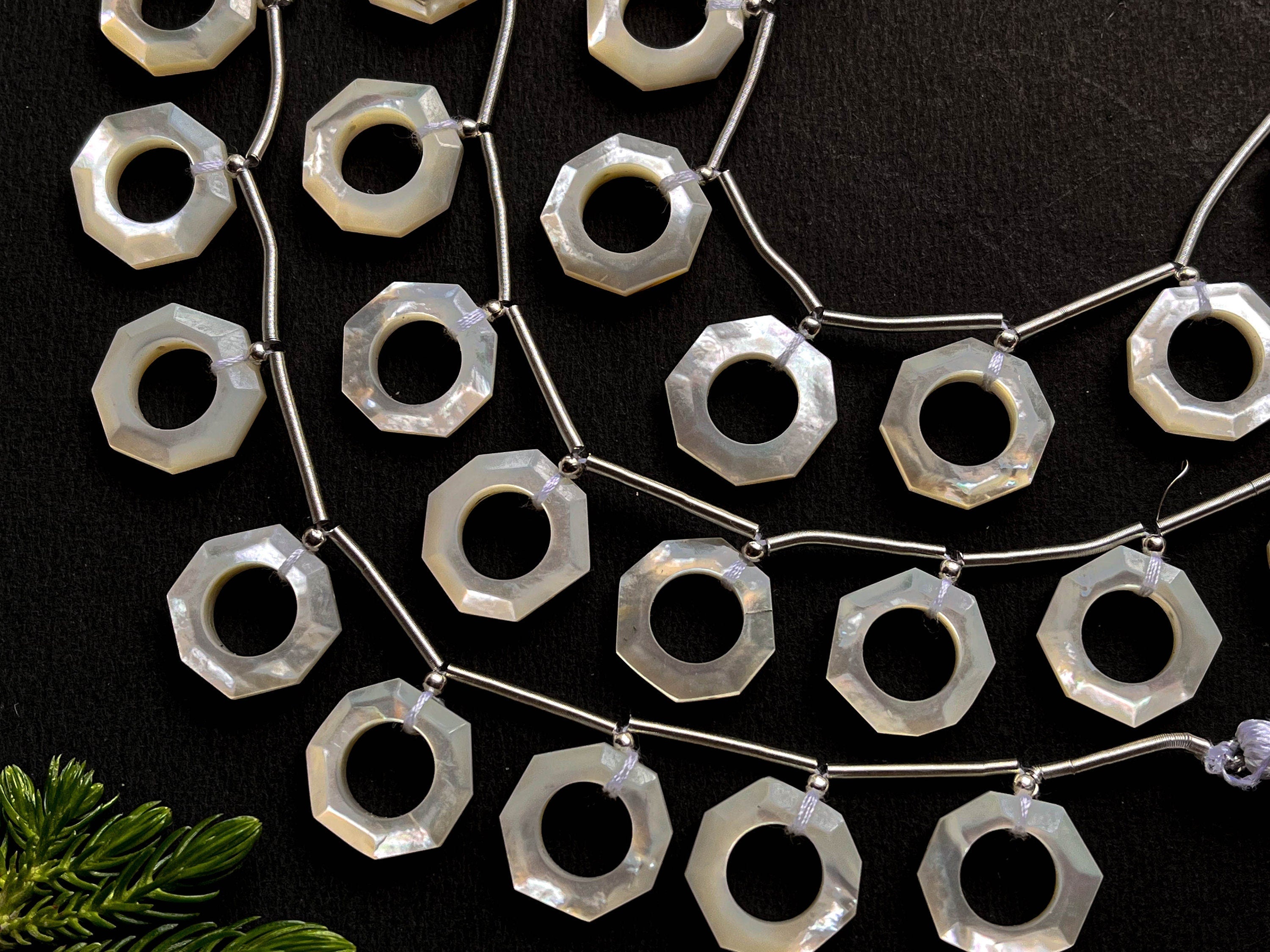 10 Pieces MOTHER OF PEARL Octagon Shape Faceted Hoop Beads, Natural Mother of Pearl Beads, Mother of Pearl Hoop Beads, Rare Gemstone Beads Beadsforyourjewelry