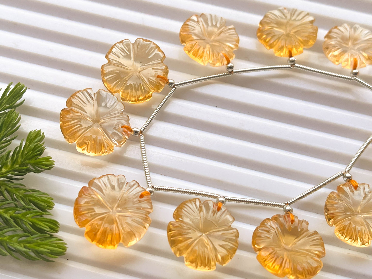 10 Pieces Natural Citrine flower carving beads Beadsforyourjewelry