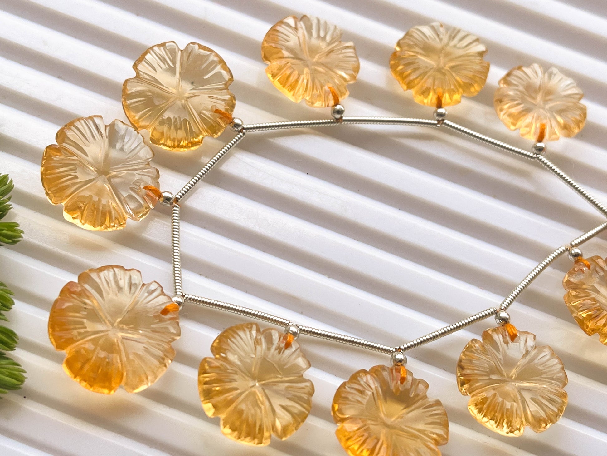 10 Pieces Natural Citrine flower carving beads Beadsforyourjewelry