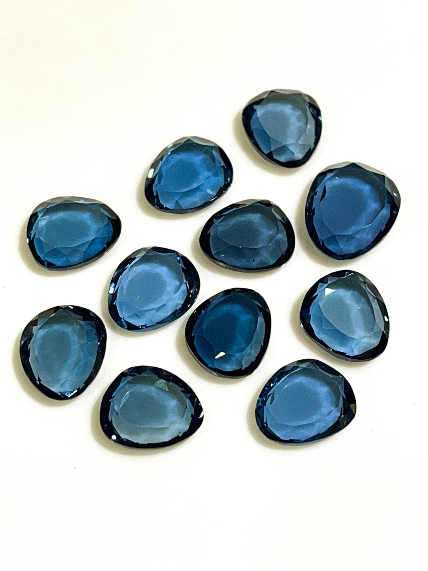 11 Pieces AAA London Blue Topaz Faceted Slices Beadsforyourjewelry