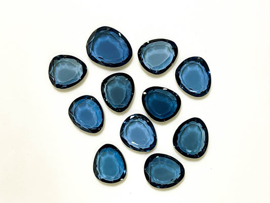 11 Pieces AAA London Blue Topaz Faceted Slices Beadsforyourjewelry