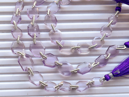 11 Pieces Pink Amethyst Crown Cut Double Drill Beads, Pink Amethyst Beads Beadsforyourjewelry