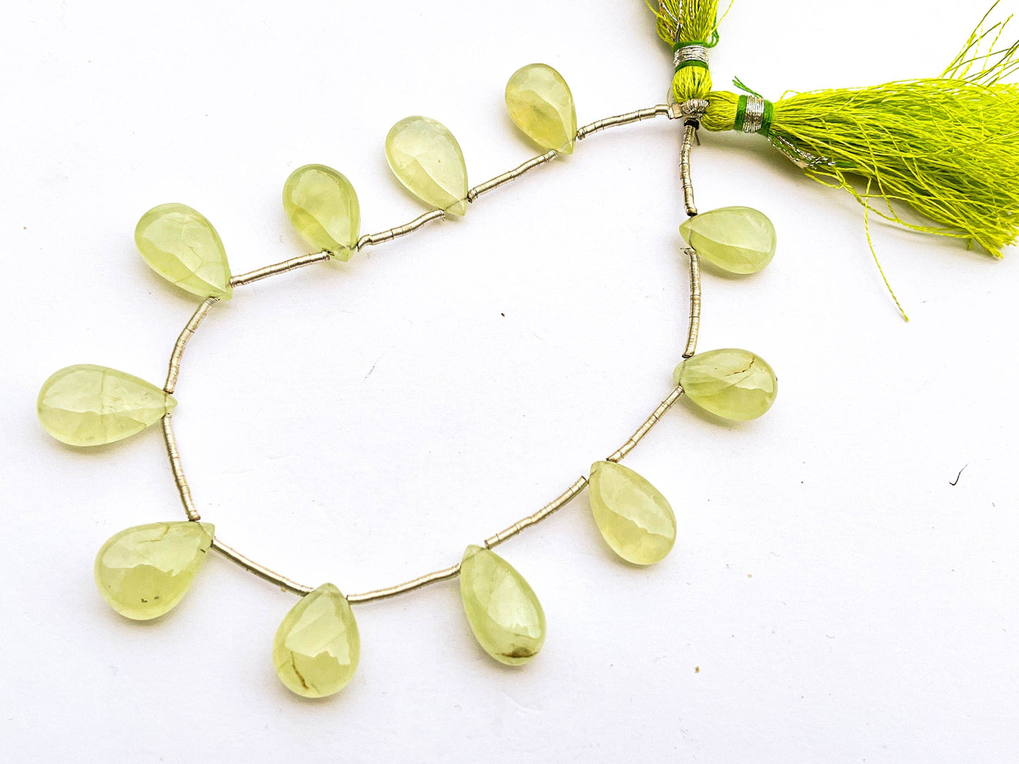 11 pieces PREHNITE Briolette Smooth Pear Shape, Natural Prehnite Pear Briolette, Prehnite Gemstone Beads, 10x15mm to 12x19mm Beadsforyourjewelry