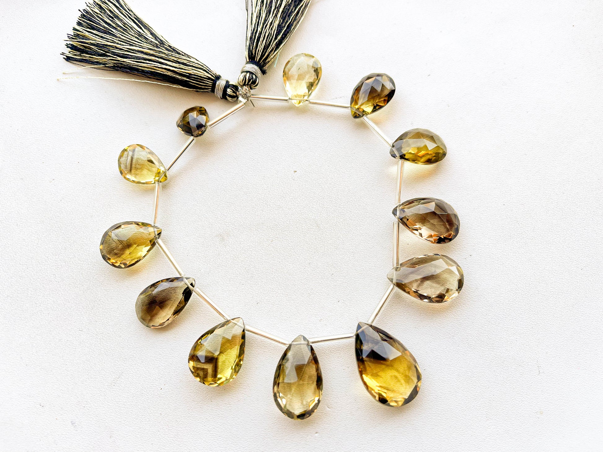 12 Pieces BI LEMON QUARTZ Briolette Faceted Pear Shape | Natural Gemstone Beadsforyourjewelry