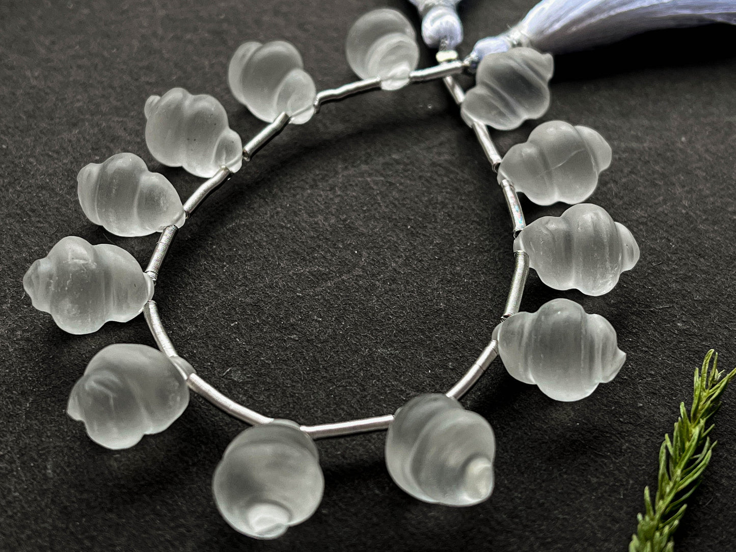 12 Pieces Natural Crystal Carved Frosted Shell Shape Beads Beadsforyourjewelry