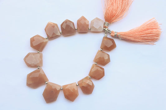 13 Pcs PEACH MOONSTONE Fancy shape Beads | 14x18-17x23mm | Side Drill | Gemstone Beads for jewelry making | Beadsforyourjewellery Beadsforyourjewelry