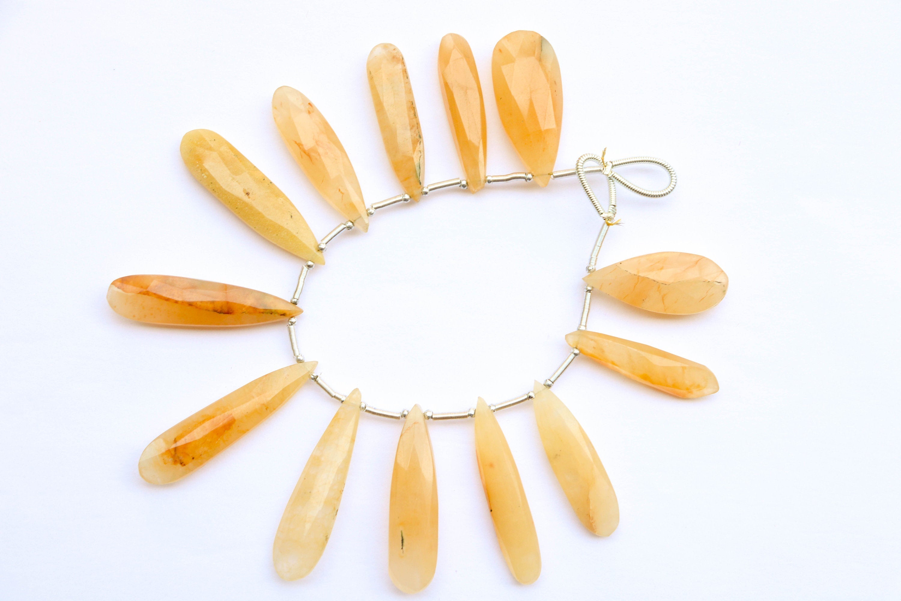 13 Pcs YELLOW AVENTURINE Faceted Long pear Briolette | 11x25mm - 9x38mm | Natural Gemstone Beads for jewelry making | Beadsforyourjewellery Beadsforyourjewelry