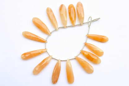 14 Pcs YELLOW AVENTURINE Faceted Long pear Briolette | 9x30mm - 9x35mm | Natural Gemstone Beads for jewelry making | Beadsforyourjewellery Beadsforyourjewelry