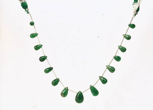 15 Pieces Natural Zambian Emerald Smooth teardrops, 4x7mm to 7x13mm Beadsforyourjewelry