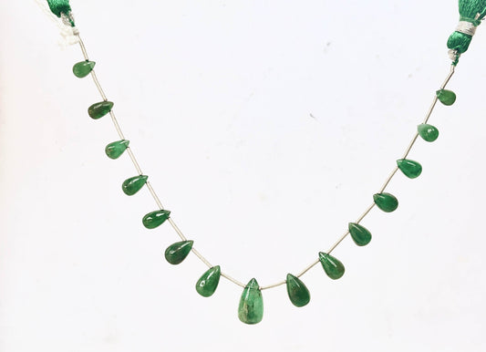 15 Pieces Natural Zambian Emerald Smooth teardrops, 4x7mm to 8x14mm Beadsforyourjewelry