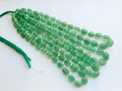 16 Inch Green Aventurine Flower Carved Beads 8x11mm to 12x16mm Beadsforyourjewelry