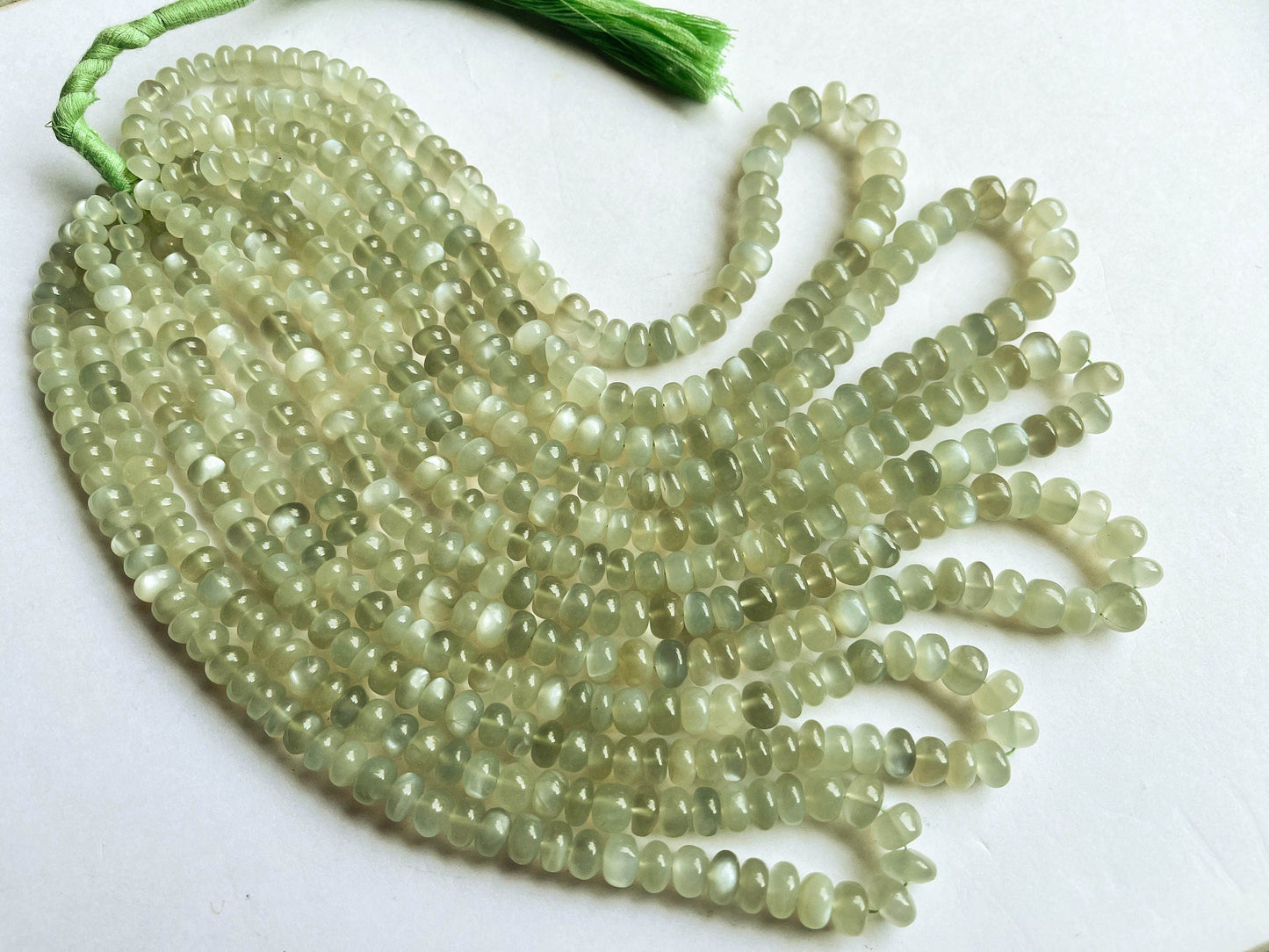 16 Inch Green Moonstone Smooth Rondelle Beads, Green Moonstone Beads, Green Moonstone Rondelle Beads Beadsforyourjewelry