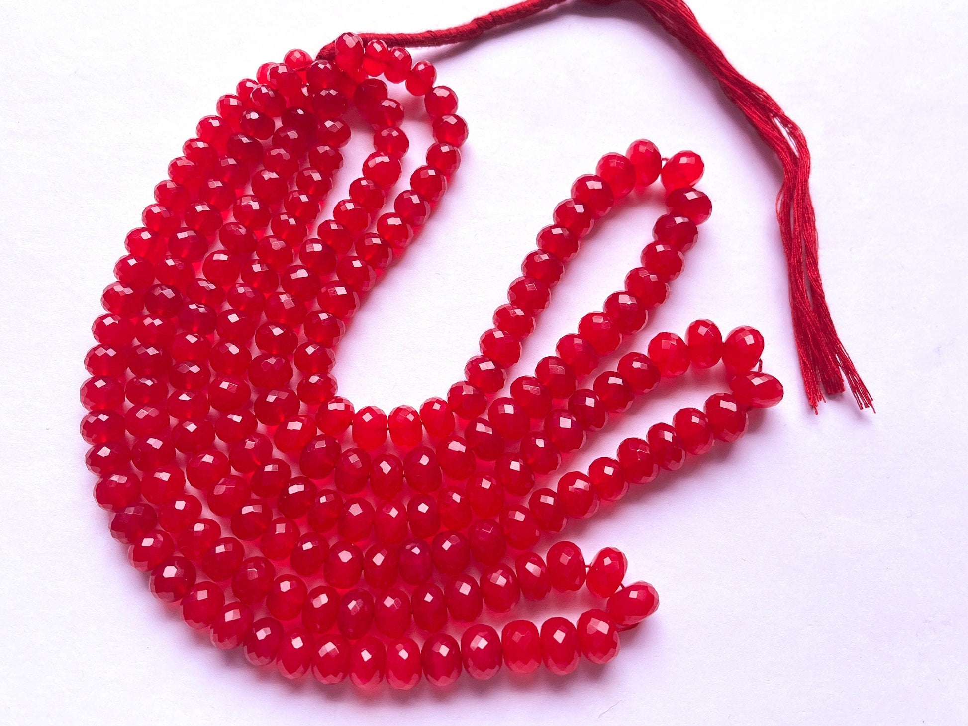16 Inch Hot Pink Chalcedony Rondelle Shape Faceted Beads Beadsforyourjewelry