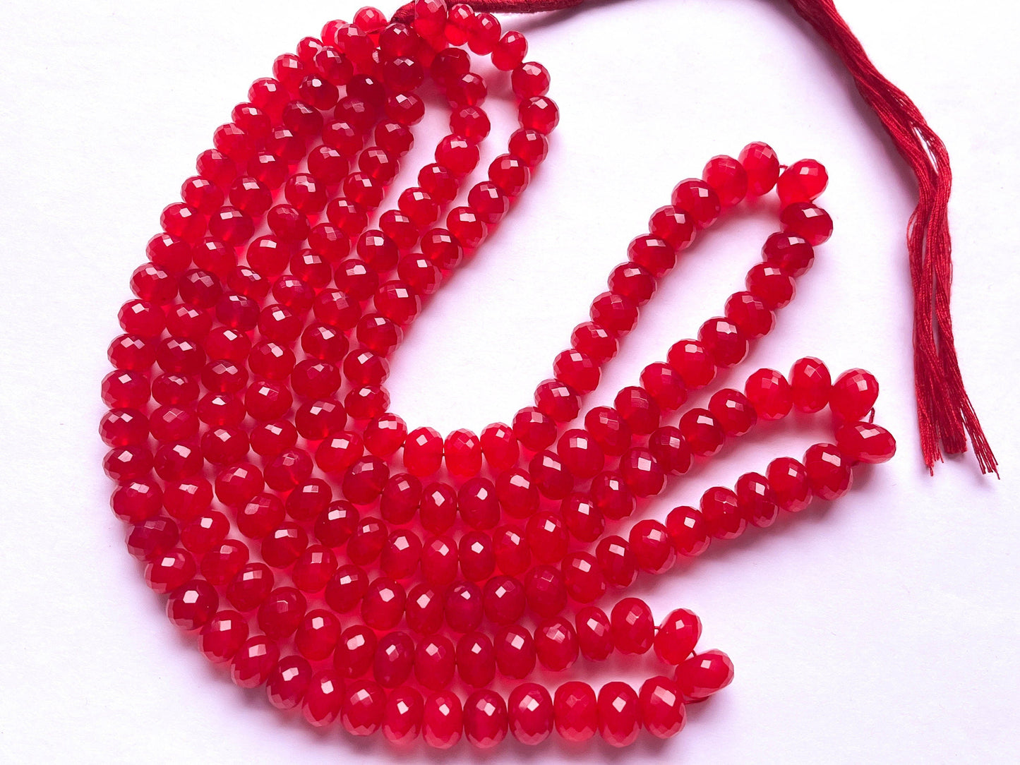 16 Inch Hot Pink Chalcedony Rondelle Shape Faceted Beads Beadsforyourjewelry
