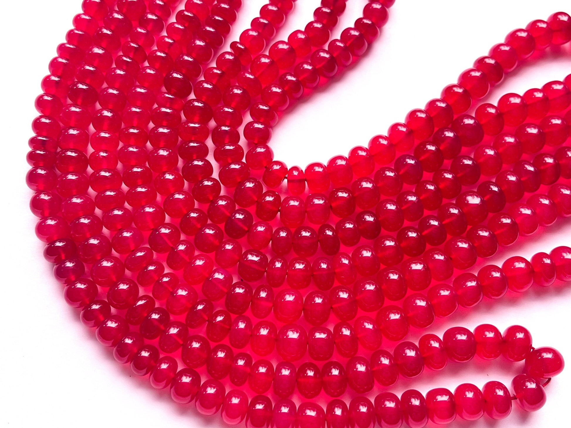 16 Inch Hot Pink Chalcedony Rondelle Shape Smooth Beads Beadsforyourjewelry