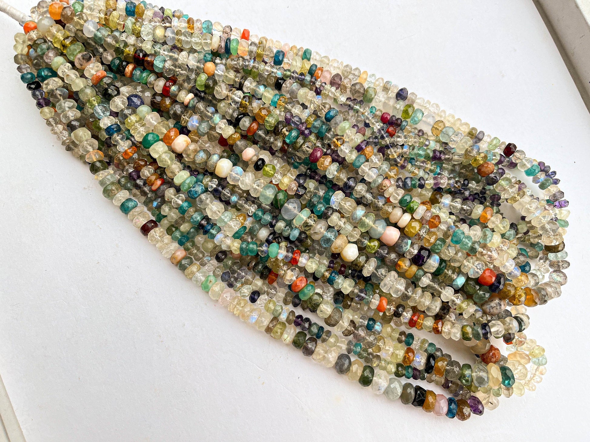 16 Inch Multi Gemstone Faceted Rondelle Shape Beads, Multi Gemstone Faceted Beads, 16 Inch String, Mix Semi Precious Gemstone Beads Beadsforyourjewelry