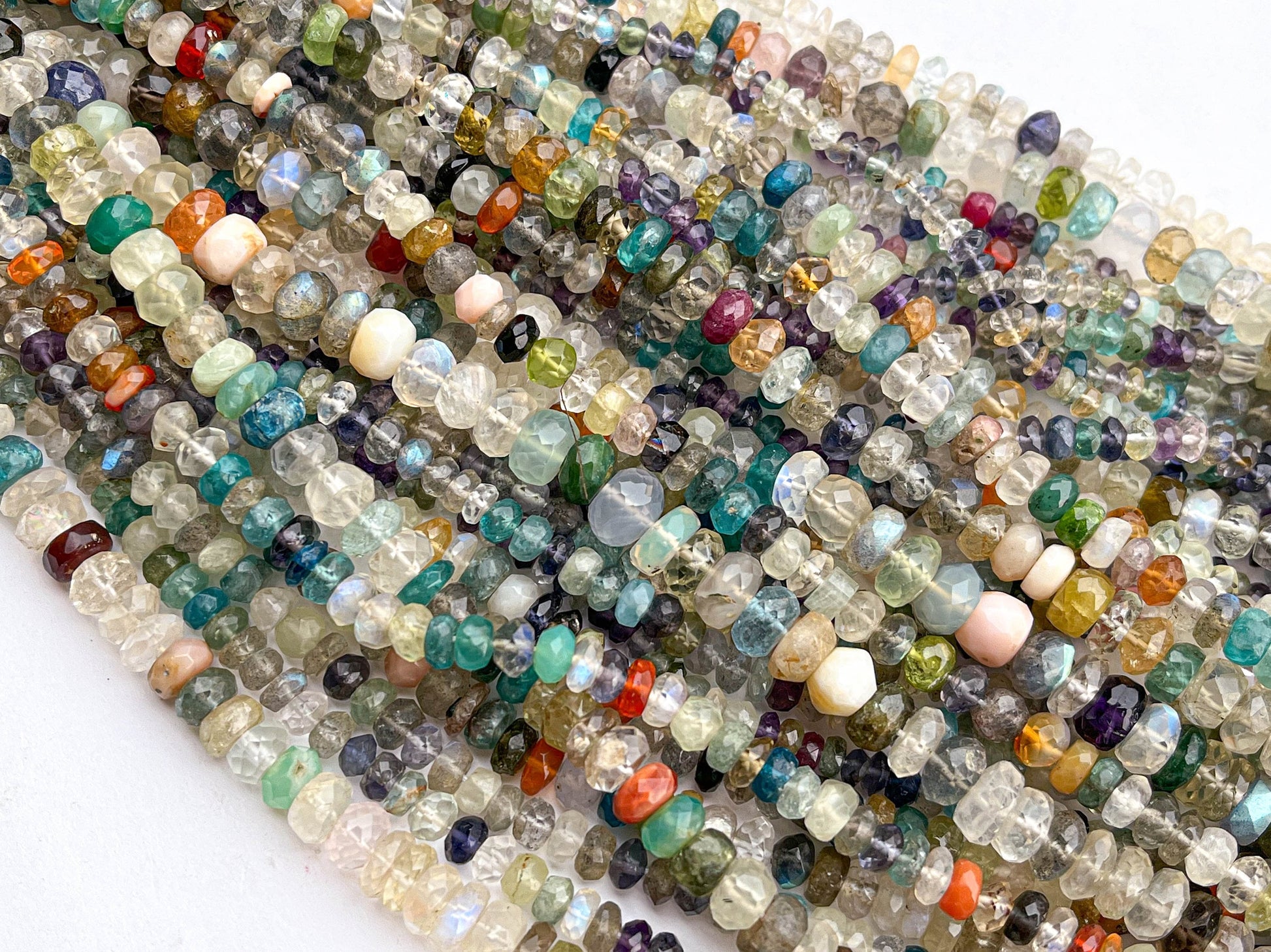 16 Inch Multi Gemstone Faceted Rondelle Shape Beads, Multi Gemstone Faceted Beads, 16 Inch String, Mix Semi Precious Gemstone Beads Beadsforyourjewelry