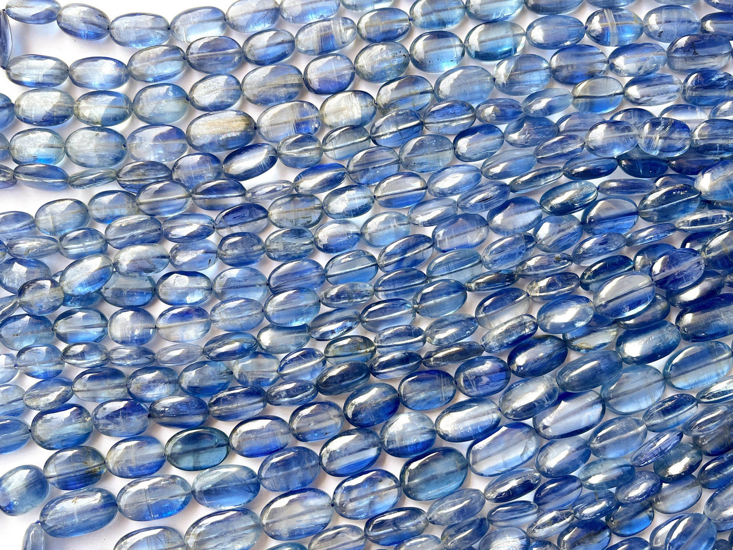 16 Inch Natural AAA Blue Kyanite Oval Shape Smooth Beads, 7x10mm to 7x12mm Beadsforyourjewelry