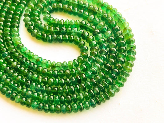 16 Inch Natural Zambian Emerald Smooth Rondelle Shape Beads (No Treatment) Beadsforyourjewelry
