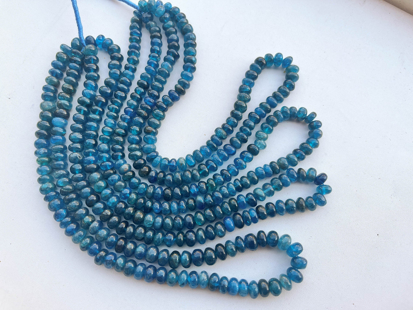 16 Inch Neon Blue Apatite Smooth Rondelle Shape Beads, Apatite Beads, Apatite Rondelle, Apatite Smooth Beads, 5 / 6 / 6.50 / 7.50 / 8mm Beadsforyourjewelry