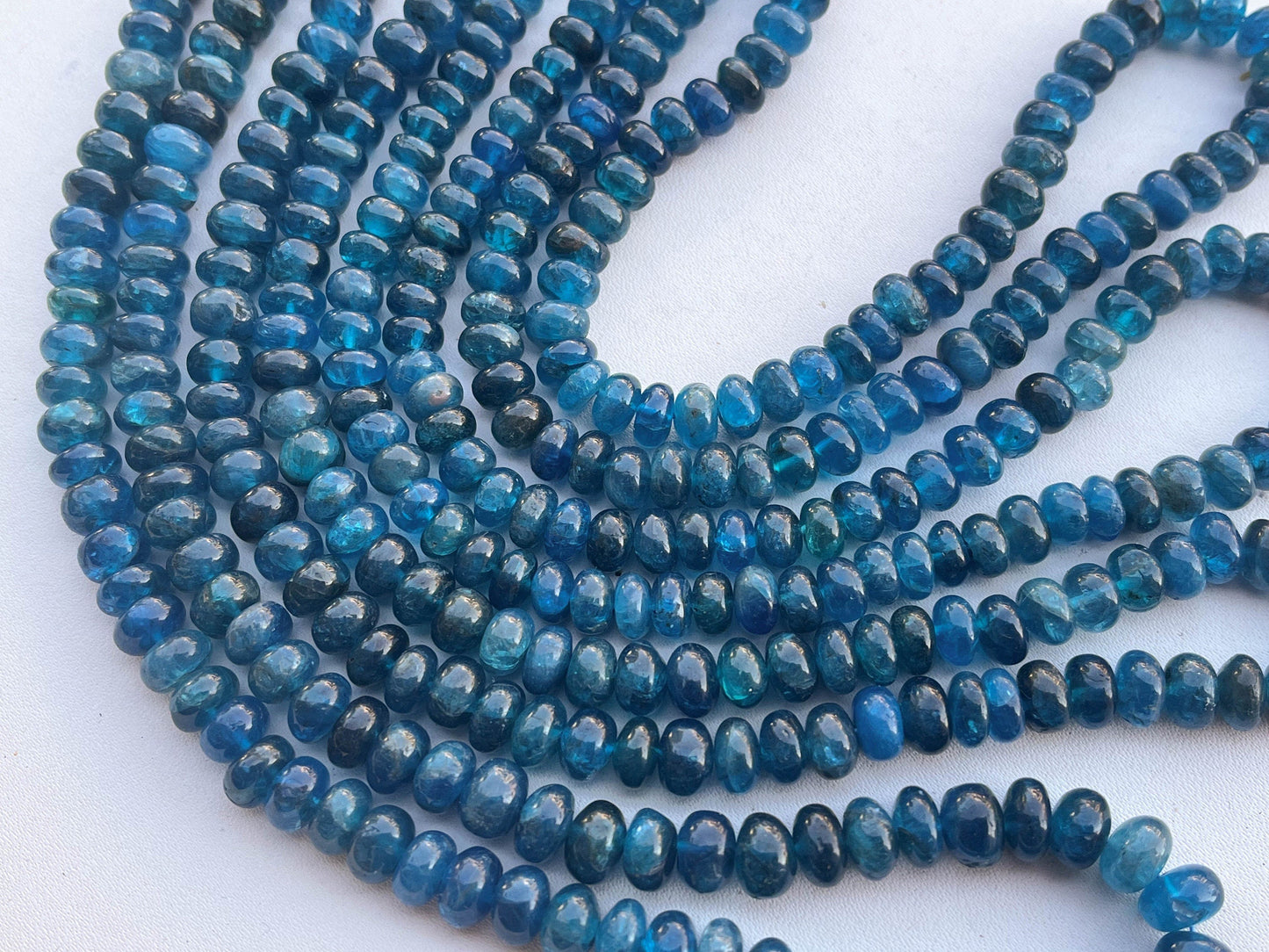 16 Inch Neon Blue Apatite Smooth Rondelle Shape Beads, Apatite Beads, Apatite Rondelle, Apatite Smooth Beads, 5 / 6 / 6.50 / 7.50 / 8mm Beadsforyourjewelry