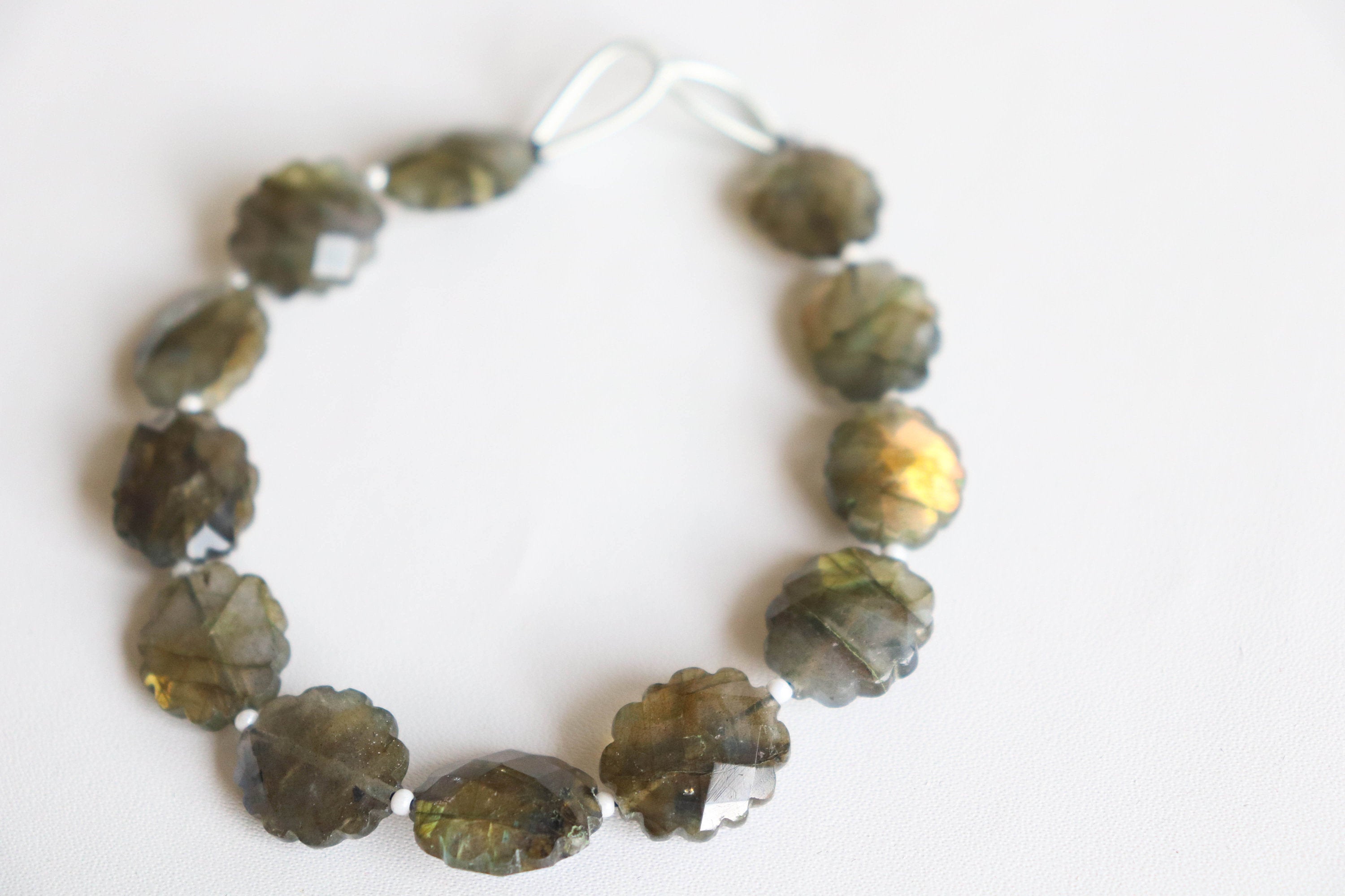 16 Pieces Flashy Labradorite Beads faceted Flower Shape | 8x10 to 12x14mm | Center drill | 10 inch Strand | Natural Gemstone Beads Beadsforyourjewelry