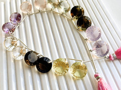 16 Pieces Mix Natural Gemstones Round Shape Concave Cut Beads, Concave Cut Pair, Concave Cut Beads, Concave Cut Round Shape Beads, 12x12mm Beadsforyourjewelry