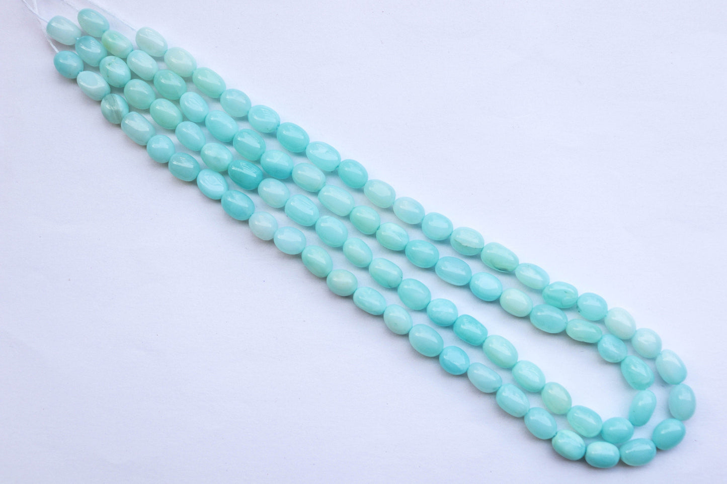 16 inch Blue Opal Beads Smooth Oval shape | 7x10mm | 60 Pieces Approx | Center drill | Natural Gemstone Beads for jewelry making Beadsforyourjewelry