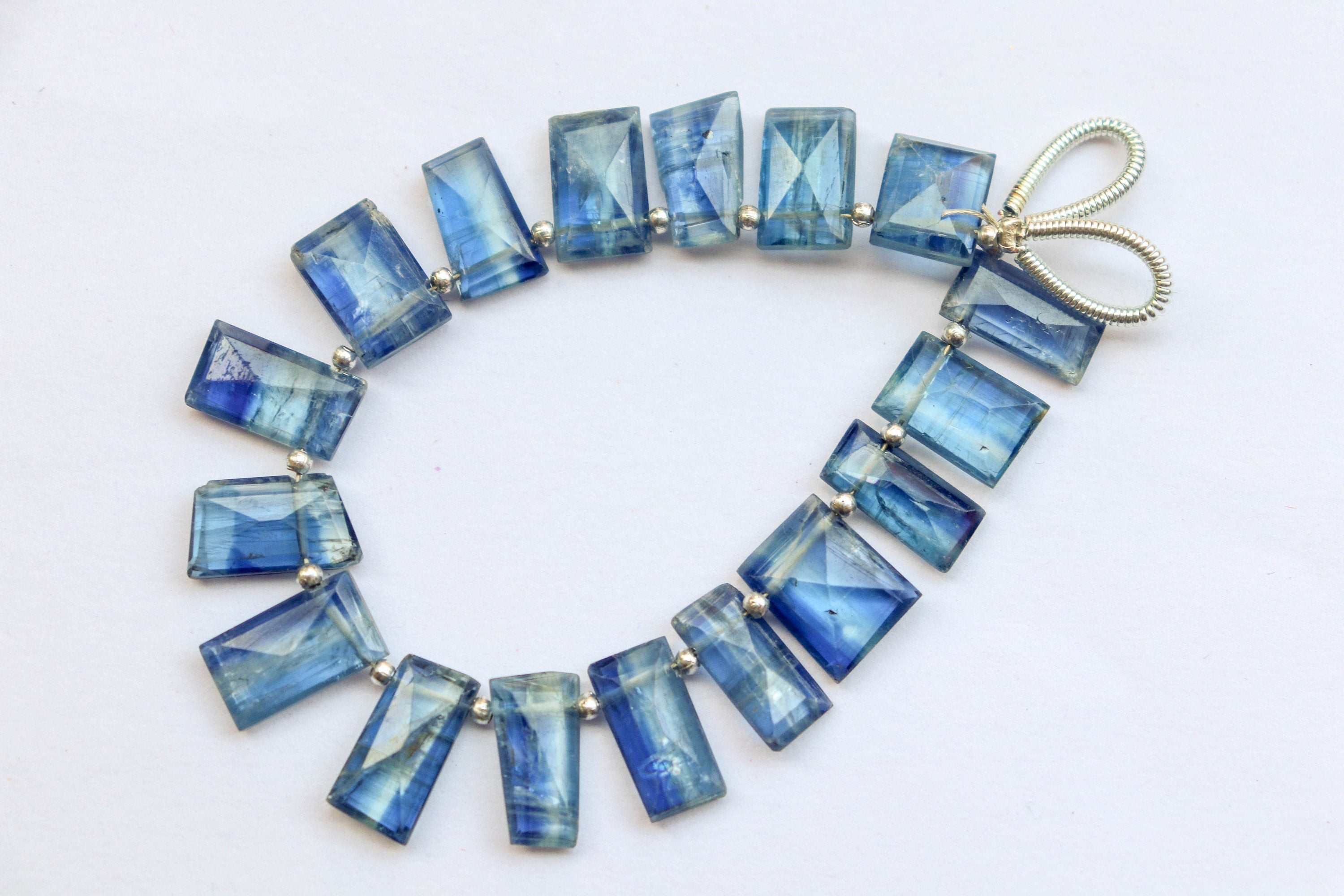 17 Pcs Blue Kyanite Faceted Rectangle Shape Drops | 7x10mm | Natural Gemstone Beads for jewelry making | Beadsforyourjewellery Beadsforyourjewelry