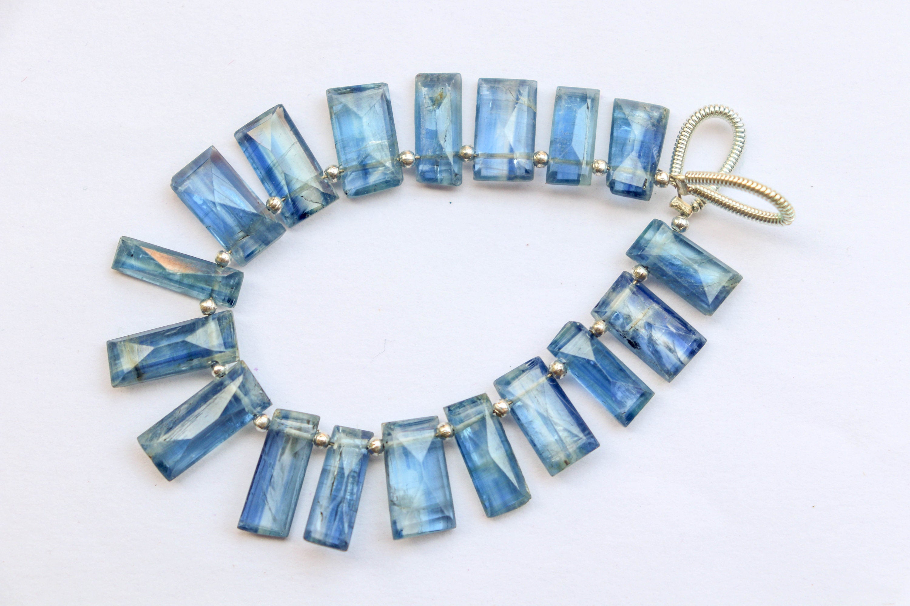 18 Pcs Blue Kyanite Faceted Rectangle Shape Drops | 6x11mm to 6x14mm | Natural Gemstone Beads for jewelry making | Beadsforyourjewellery Beadsforyourjewelry