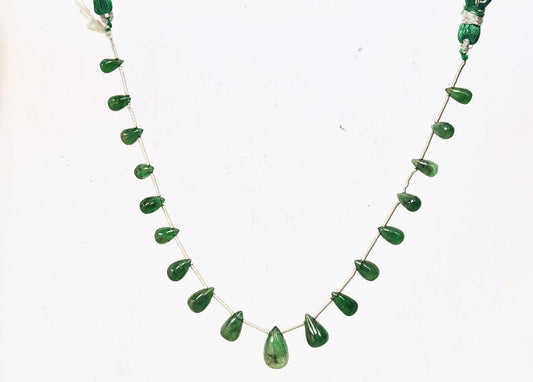 18 Pieces Natural Zambian Emerald Smooth teardrops, 4x7mm to 7x13mm Beadsforyourjewelry