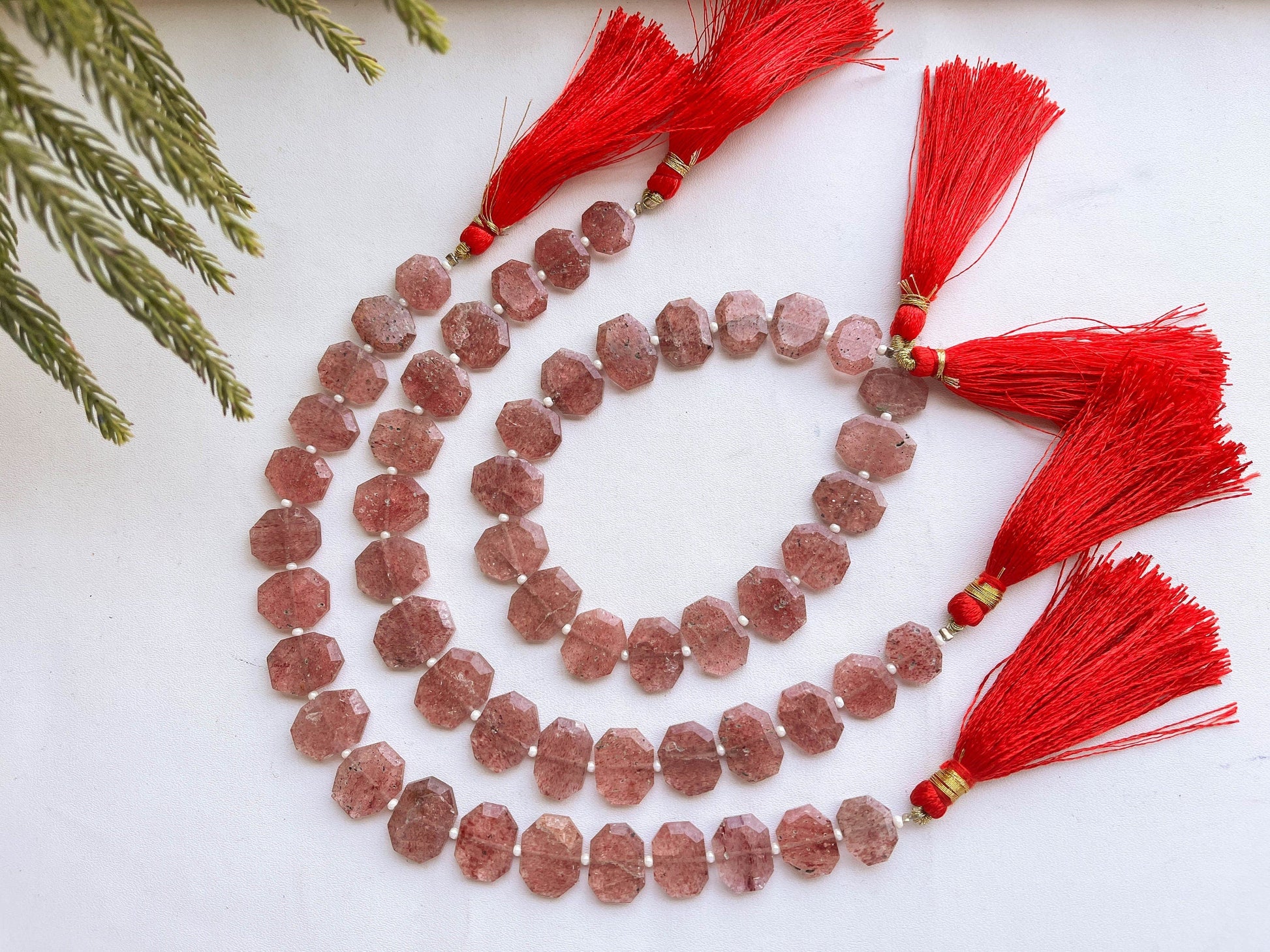 18 Pieces PINK STRAWBERRY QUARTZ Fancy Crown Cut Beads | 8 Inch String | Natural Gemstone Beads | Beadsforyourjewellery Beadsforyourjewelry