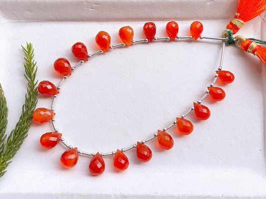 19 Pieces Orange Onyx Faceted Drops Beadsforyourjewelry