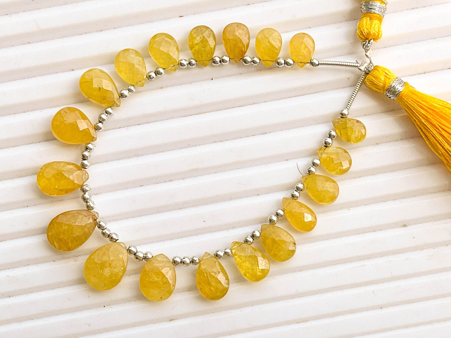 19 Pieces Untreated Natural Yellow Sapphire Pear Shape Faceted Briolette Beads Beadsforyourjewelry
