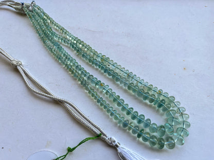 2 Strings Natural Aquamarine (No Heat, No Treat) Smooth Rondelle Shape Beads | 16 Inch | 4.50mm to 11mm Beadsforyourjewelry