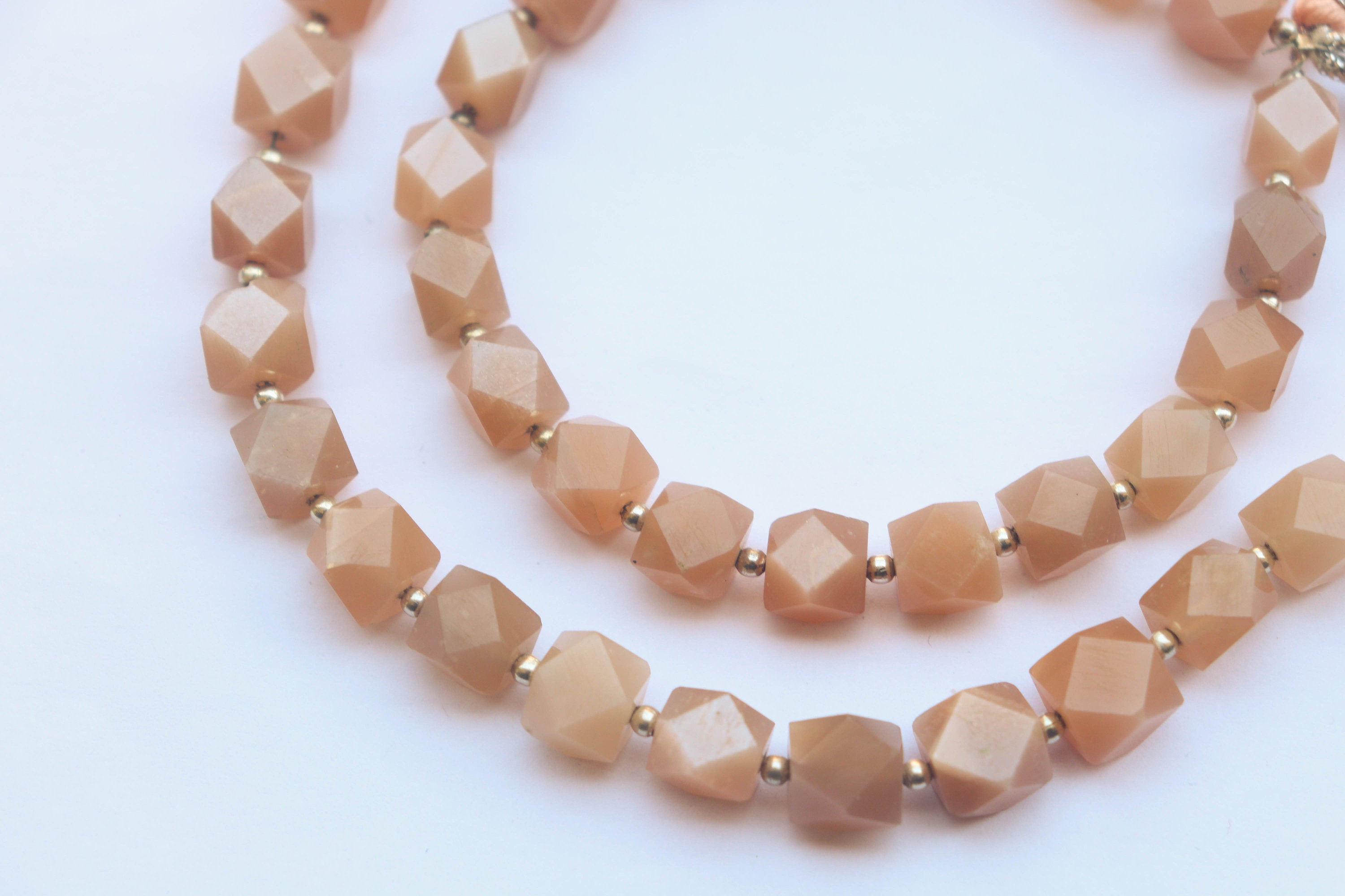20 Pc PEACH MOONSTONE Beads Uneven Shape Faceted | 7mm | Center Drill | Natural Gemstone Beads for jewelry making | Beadsforyourjewellery Beadsforyourjewelry
