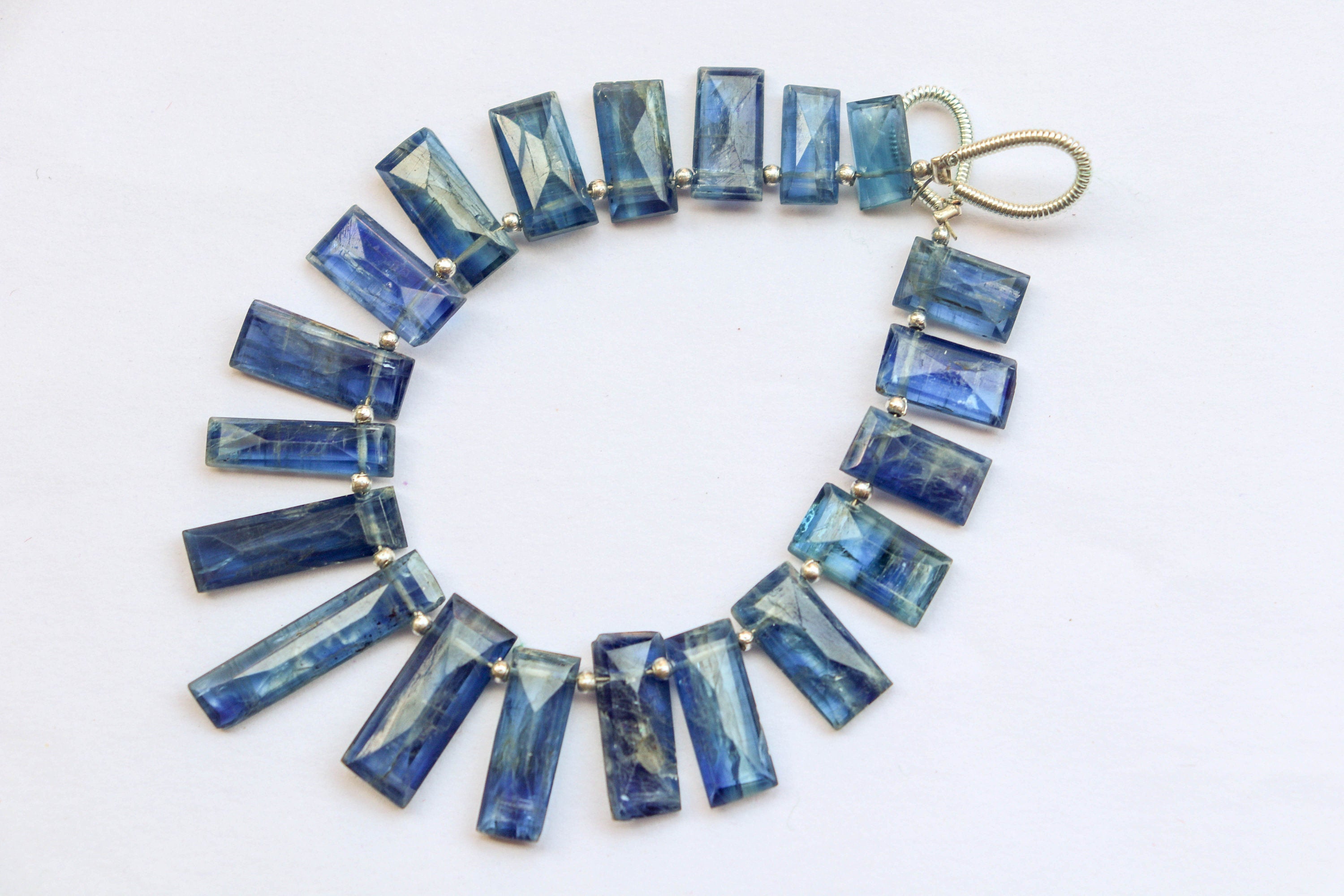 20 Pcs Blue Kyanite Faceted Rectangle Shape Drops | 5x9mm to 5x23mm | Natural Gemstone Beads for jewelry making | Beadsforyourjewellery Beadsforyourjewelry