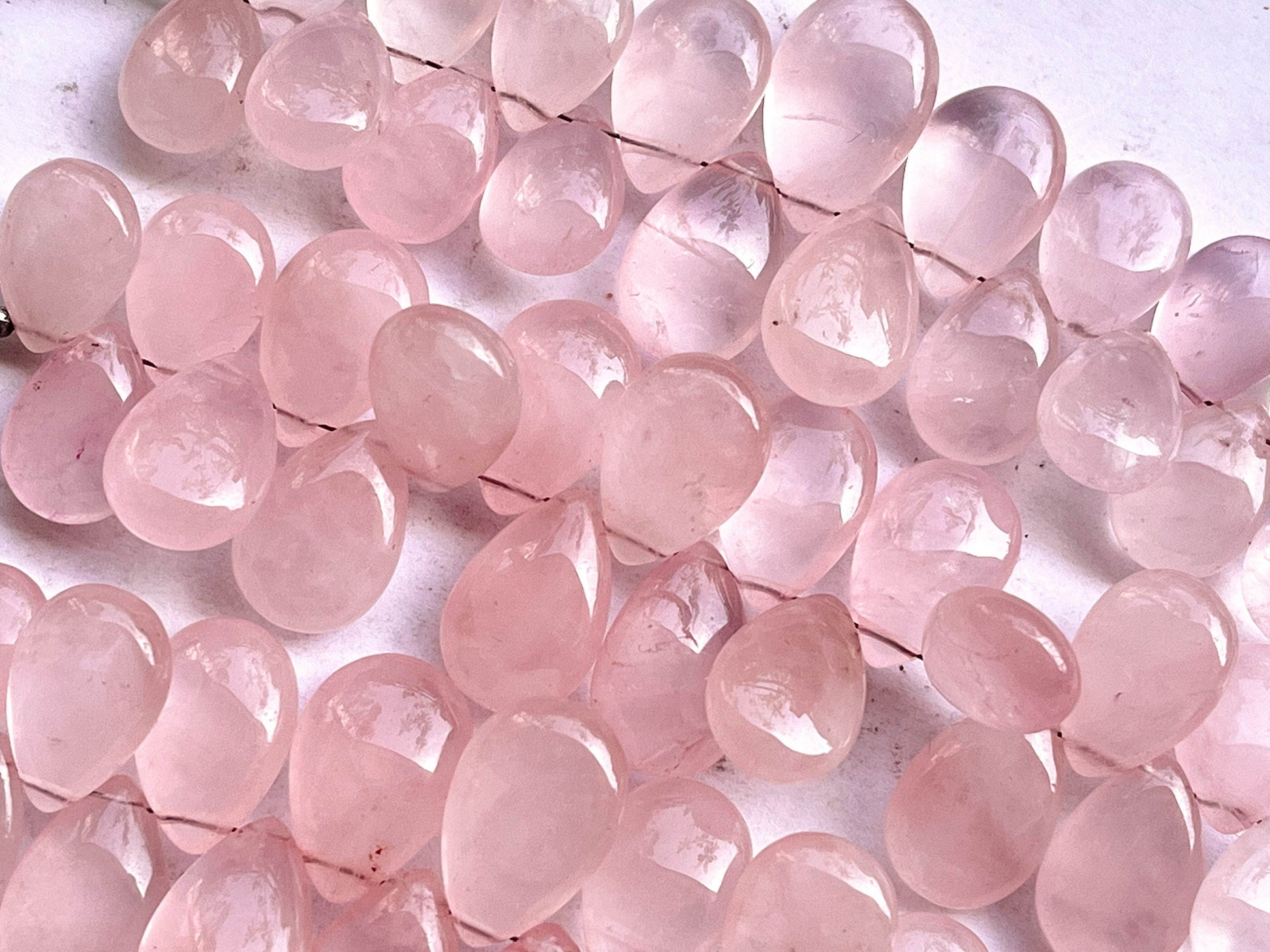 20 Pieces Natural Rose Quartz Smooth Pear Shape Briolette Beads Beadsforyourjewelry