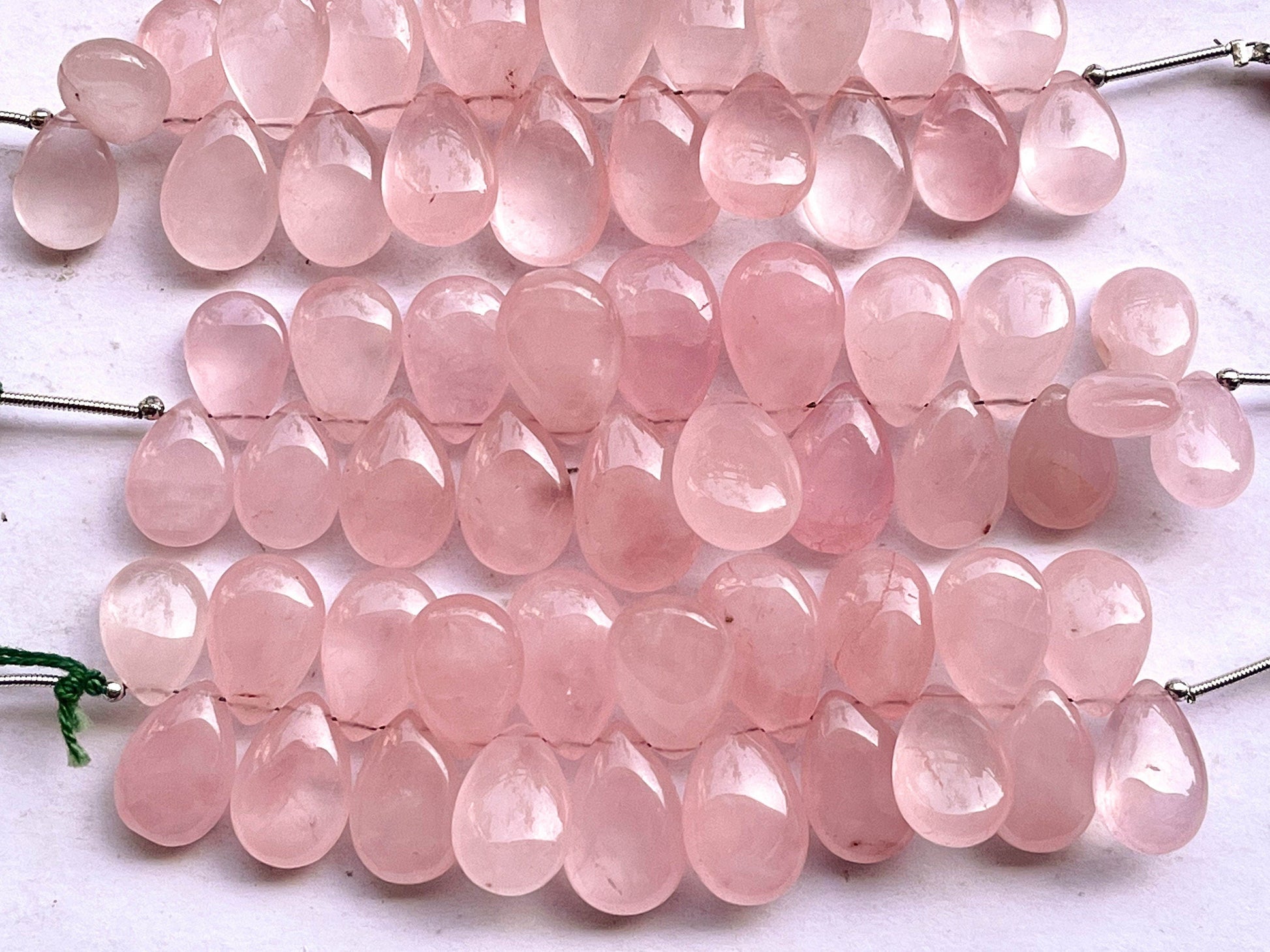 20 Pieces Natural Rose Quartz Smooth Pear Shape Briolette Beads Beadsforyourjewelry