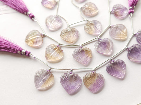 Ametrine Leaf Carving Beads