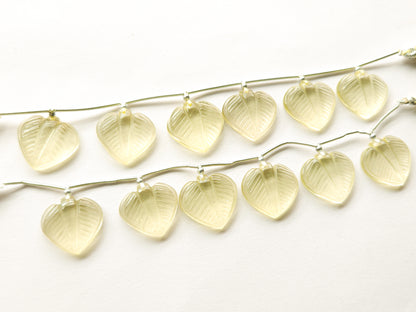 Lemon Quartz Leaf Carving Beads