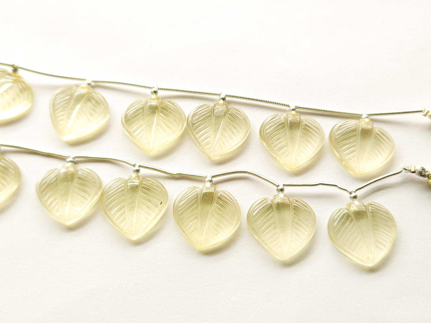 Lemon Quartz Leaf Carving Beads