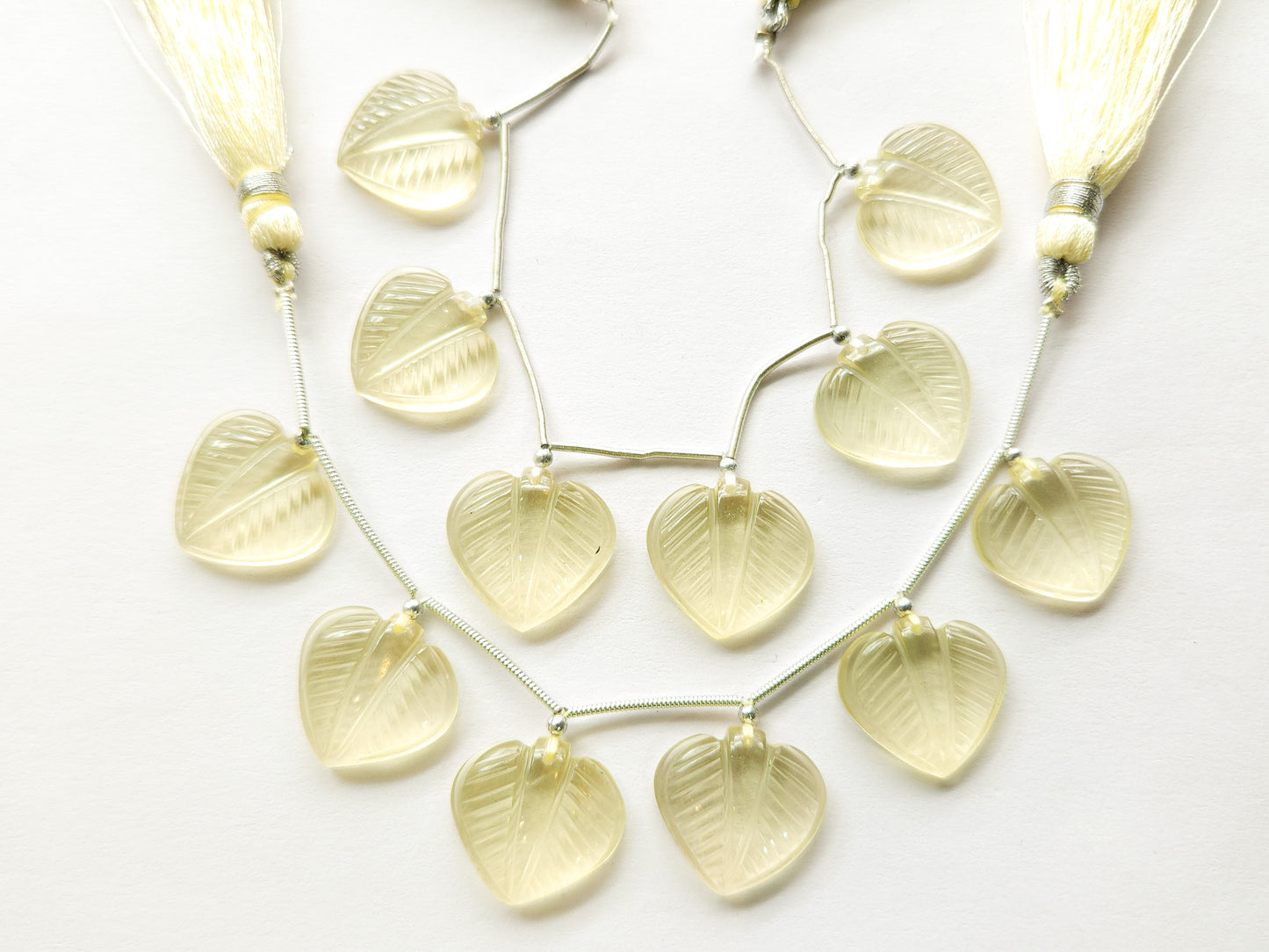 Lemon Quartz Leaf Carving Beads