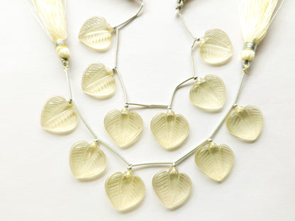 Lemon Quartz Leaf Carving Beads